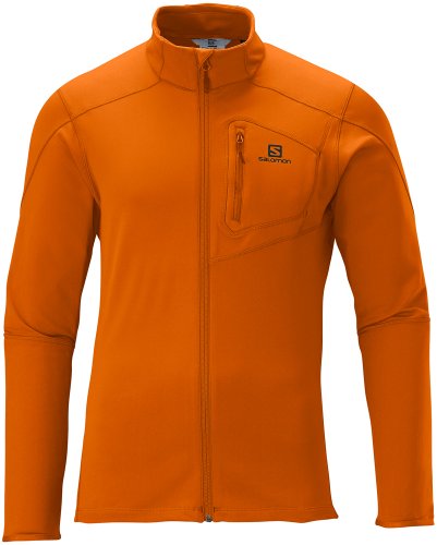 Image of Salomon Men's Discovery Full Zip Midlayer Top, Fall Orange, Medium