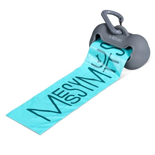 Image of Messy Mutts Silicone Dog Waste Bag Holder | Dog Poop Bag Dispenser with Carabiner and Bags | Unscented Roll Included - 15 bags | Leash Essential | (Grey)