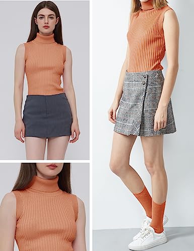 Image of v28 Women Sleeveless High Neck Turtleneck Stretchable Knit Sweater Top