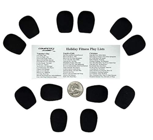 Compete Audio Standard Microphone Windscreens (Microphone Covers) 12-Pack Headset/Lapel (Lavalier) Fitness Leader/Gamer Pack Black