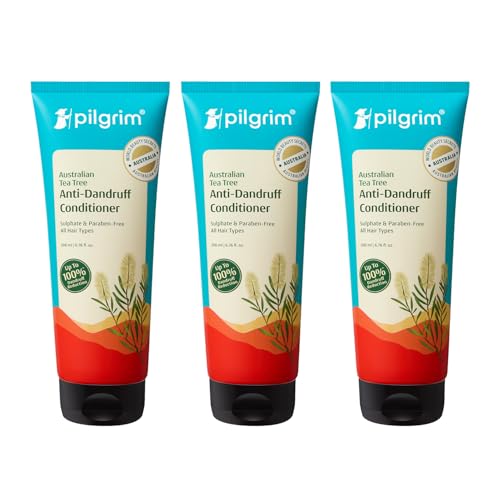 Image of Pilgrim Australian Tea Tree Anti-Dandruff Unscented Conditioner For All Hair Type 200 ml (Pack of 3) | Smoothens Strands & Detangles Hair | Fights and Prevents Dandruff | For Men & Women | Unscented, For All Hair Types, Smoothens & Detangles Hair, Fights & Prevents Dandruff, For Men & Women