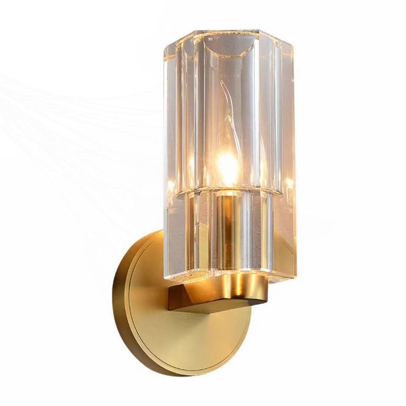 Applique murale en cristal salon : luminaire circulaire en cuivre véritable à culot E14