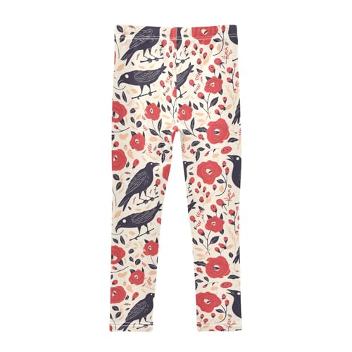 KLL Red Roses with Eyeballs and Black Crows Toddler Girls Cotton Leggings Stretch Full Length Athleisure Pants Sports2