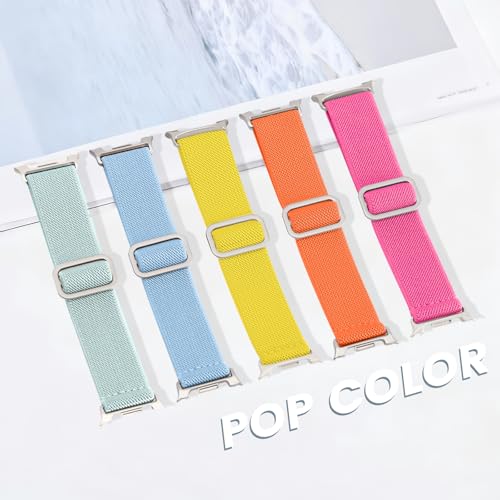 Image of Acextro 5 Pack Stretchy Bands Compatible with Samsung Galaxy Watch 7 6 5 4 FE Band 40mm 44mm 45mm /Watch 6 4 Classic 4 42mm 46mm 43mm 47mm /Active 2, 20mm Water-Resistant Elastic Nylon Sport Strap