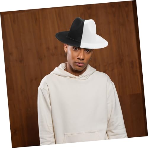 Vintage Dual Color Jazz Hat for Men Stylish Outdoor Accessory with Flat Brim Unique Pattern Soft Material for Retro Fashion and Leisure Wear Multi3