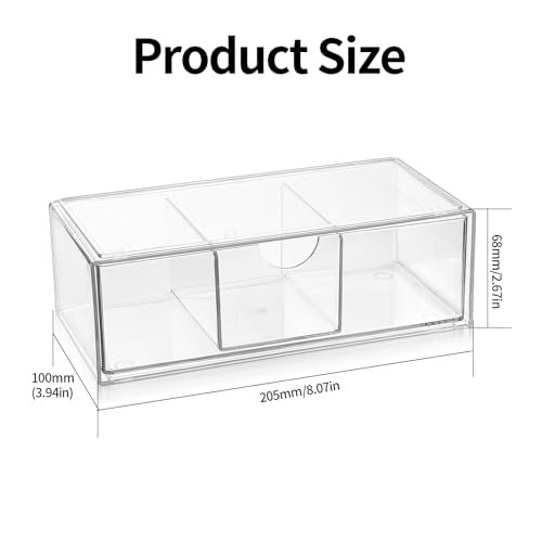 Kosmetik Organizer, Bad Aufbewahrungsbox, Wattestäbchen Behälter Transparent 3 Fächer Mit Schubladen, Stapelbar Schminktisch für Badezimmer Kommode Waschtisch
