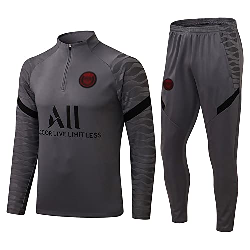 WDDWYHLL Survêtement de football à manches longues pour homme - Respirant - Survêtement de course - Survêtement de jogging pour garçon, Gris 1, M