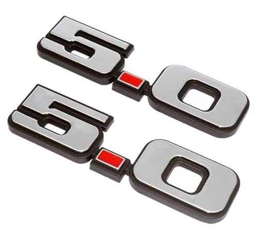Image of 2Pcs 5.0 Emblems Original Classic Old Style Badge Exterior Performance Trim Decal Compatible with 1979-1993 Mustang (Chrome)