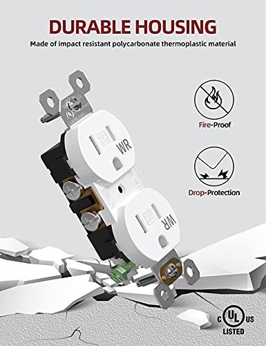 Aida Duplex Receptacle Outlet, Tr & Wr Outlets, Residential, 3-Wire, Self-Grounding, 15Amp 125V, Ul Listed, White (10 Pack) #TOP2