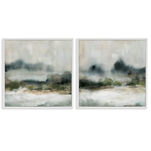 Somber Abstract Mountain Landscape, 12 x 12 Inch Framed Giclée Print Set