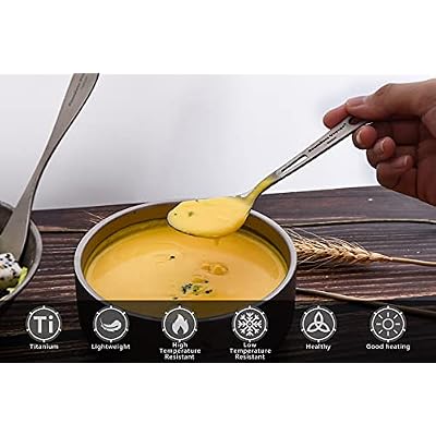 iBasingo Titanium Tableware Camping Fork Spoon Outdoor Cutlery Set Travel Utensils for Picnic Hiking Backpacking Home Use