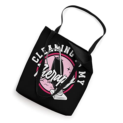 Bolsa tote divertida para limpieza: 'Cleaning Is My Therapy' para amantes de la limpieza y el hogar miniatura 2