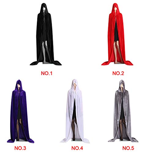VONKY Costumes Halloween com capuz casaco longo de veludo Cabo Halloween Cosplay Mulheres Homens Wit