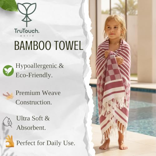Image of 100% Bamboo Towels, Bamboo Towels for Bath, Towels for Bath Men - Ultra Soft, Lightweight, Quick Dry, Super Absorbent, Eco-Friendly Bath Towel (64x168 cm)(Maroon)