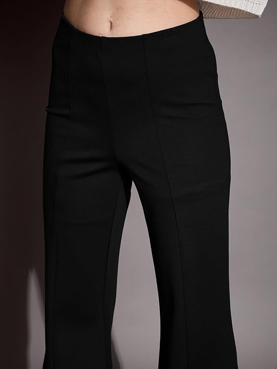 Pantalon évasé taille haute femme KULIA en maille stretch confortable - 3
