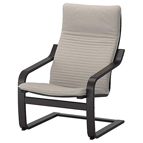 Discount Seller POÄNG chair 68x94x95 cm Durable and Easy to Care Armchairs & Chaise Longues - Sofas & Armchairs Furniture - Environment Friendly (KNISA LIGHT BAIGE, Black Brown)