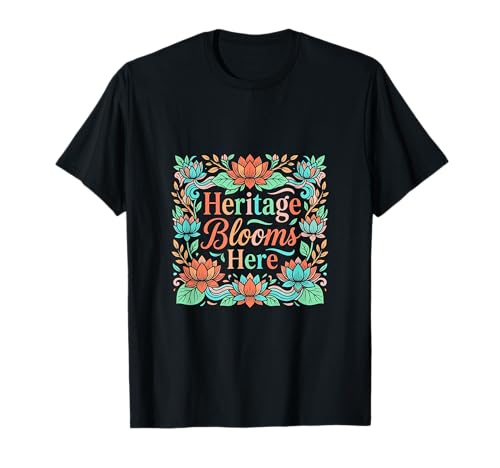 Heritage Blooms Floral Cultural Growth Art T-Shirt