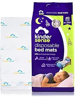 Kindersense® Disposable Bed Pads for Potty Training (20 Pads) - Bedwetting Mat & Mattress Protector - Incontinence Pads with Adhesive Leakproof and Absorbent Pads | Alt. to Training Pants (33.5
