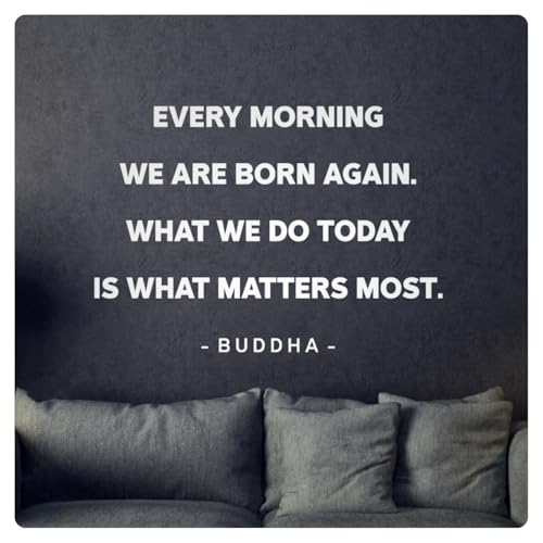My Vinyl Story - Every Morning - Inspirational Motivational Buddha Wall Decal Sticker Quote Art Decor Saying Positive Affirmation Reminder Home Yoga Bedroom, Removable (White, 22x16 inches)