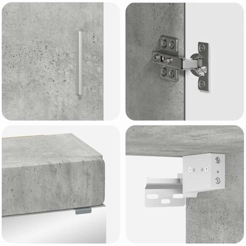 Mueble de baño rectangular gris con solución de almacenamiento duradera de 3 piezas 7