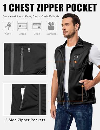 Image of Little Donkey Andy Men's Lightweight Softshell Vest Windproof Sleeveless Jacket for Travel Hiking Running Golf