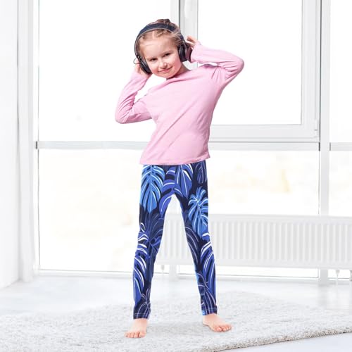 Toddler Girls Leggings Printed Yoga Pants Leggings Blue Leaf for Kids4