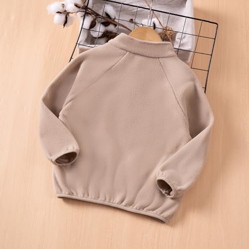 Toddler Kid Polar Fleece Sweatshirt Solid Color Long Sleeve Stand Collar Zipper Closure Cardigan Lightweight Jacket4