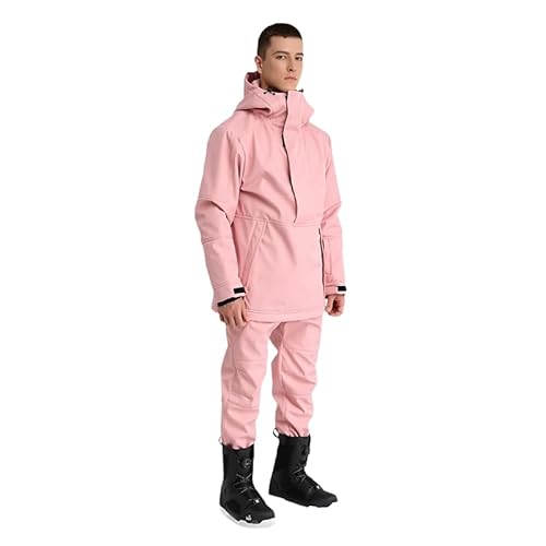 CJQJPNZ andningsbar unisex skiddräkt - vattentät vindtät fleece snökläder för kvinnor och män, Rosa M, L