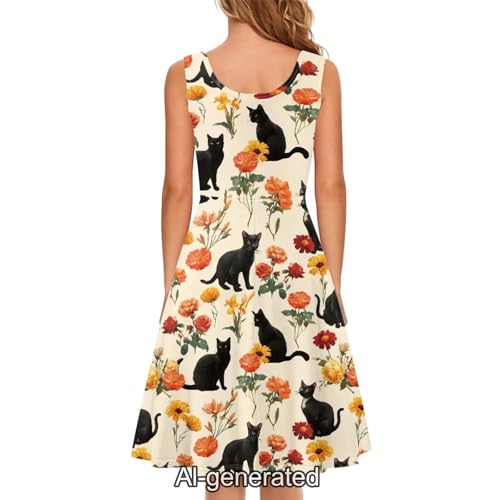 Image of Dreaweet Casual Sleeveless Dresses for Women Girls, Round Neck Tank Dresses with Pockets Summer Sundress Size XS-4XL