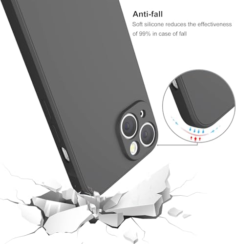 Image of Elzzi Microfiber Square Candy Case Compatible for iPhone 14, Shockproof Slim Back Cover Liquid Silicone Case - SPACEGREY