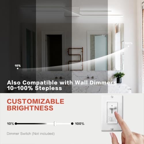 Image of SOLFART Bathroom Vanity Lights Over Mirror 48 Inch Modern Brushed Nickel LED Bathroom Lights Dimmable Wall Light
