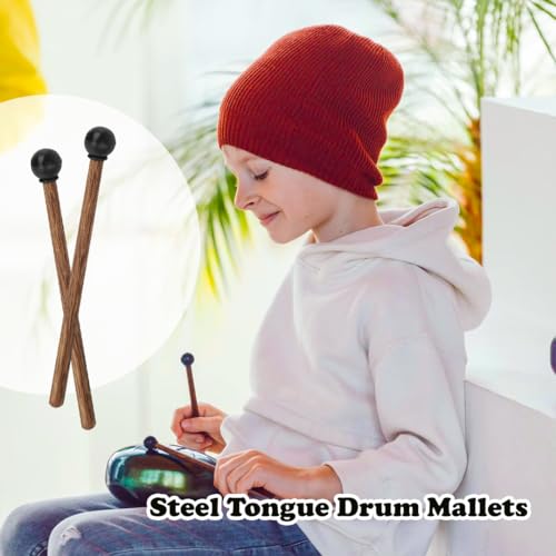 Haosie 4PCS Steel Tongue Drum Mallets, 6.5in Rubber Percussion Mallets, Drum & Percussion Accessories for Child Drummers and Practitioners