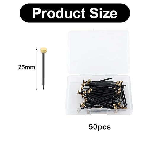 50Pcs Metal Plaster Picture Frame Hangers Picture Hanging Nails with Plastic Storage Box,Picture Pins Frame Hanging Nails,Metal Head Hanging Pins Nail Hook Pins for Hanging Photo Frame
