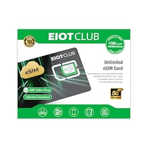 EIOTCLUB eSIM Card for Android Unlocked Phones, Unlimited eSIM Downloads, Global Travel eSIM for Europe/USA/Japan/China/etc, Compatible with Unlocked Phones and Routers, Pre-Cut for Easy Use