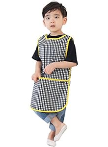 Plie Wasserdichte ärmellose Schürze für Kinder Schwarz kariert (33-S)
