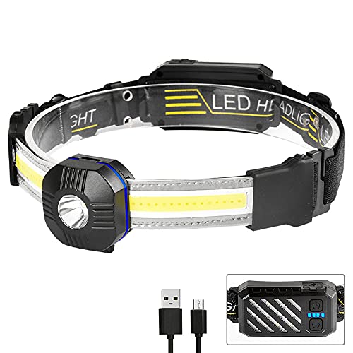 VA STFIRE Frontale Légers XPG + COB, Frontale D'extérieur Rechargeables par USB, COB Convient à la Randonnée, au Camping, au Cyclisme, à la Course, à la Pêche et à D'autres Activités de Plein Air Cover