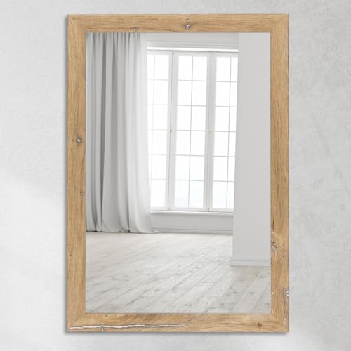 CLAMARO 'Neo Collage' Wandspiegel 50x80 cm Spiegel mit Rahmen | Eiche Vintage Silber | Moderner Spiegel mit 38 mm breitem Holzrahmen | Inkl. Metall Aufhänger und Wandmontagematerial