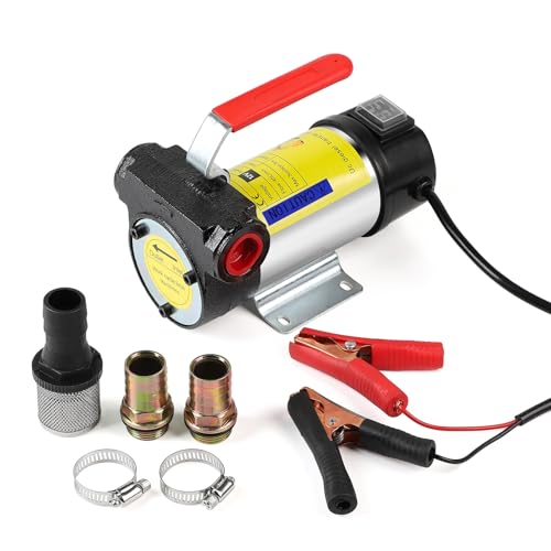 SWAWIS 12V Bomba de Transferencia Diesel 175W, 45L/Min Bomba de Combustible Eléctrica con Motor de Cobre para Gasolineras Buques Yacimientos Petrolíferos Excavadoras