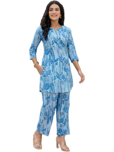 Image of feranoid Elegant V-Neck 3 /4 Sleeve Kurta & Pant Co-ord Set (S-XXL)