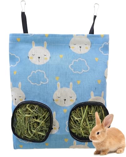 YUZNA Sac à Foin Lapin 1 Pièce Suspendu, Distributeur Foin Ratelier Anti-Gaspillage pour Petits Animaux, Rongeurs, Chinchilla, Cochon d'Inde
