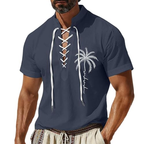 T-shirt casual homme été en coton avec motif classique plaid regular-fit confortable