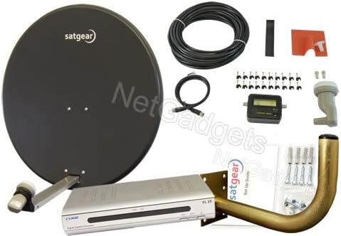 Satgear High Gain 80cm Motorised Satellite Dish and Receiver Kit - Dark Grey Dish