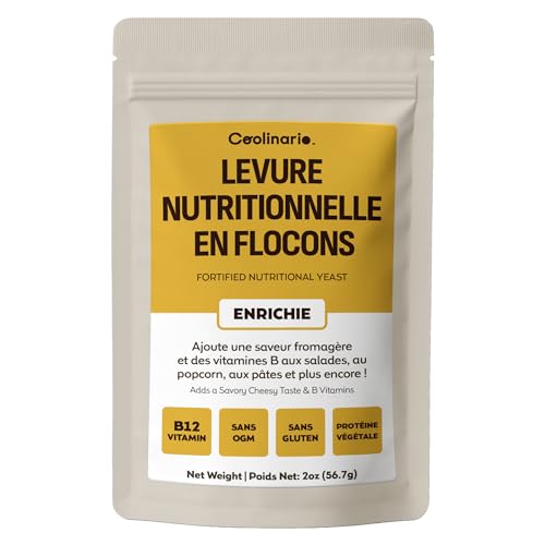 Coolinario Levure Nutritionnelle Fortifiée (56 g) Assaisonnement Végan Riche en Vitamines B, B12 et Zinc | Saveur Umami pour Pâtes, Popcorn et Sauces | Sans Gluten