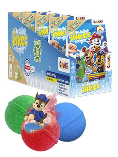 INKEE SURPRISE PAW PATROL | Bombas de baño para niños con sorpresa, juguete de la Patrulla Canina para la bañera, con aroma a chicle de cola y efecto espuma, 5 unidades