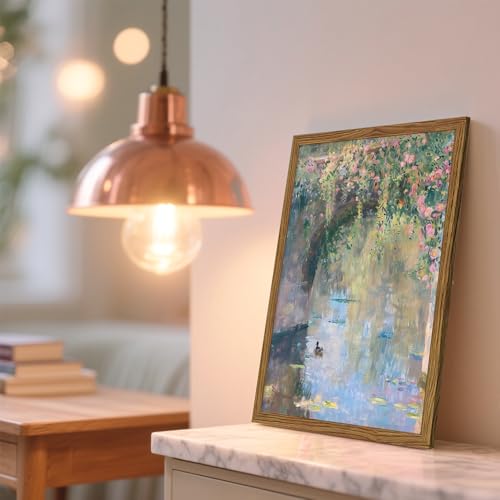 Framed Vintage Monet Canvas Wall Art, Floral Landscape Wall Decor Paintings, Country Nature Pictures Prints Aesthetic Home Decor for Living Room Bedroom Bathroom 12x16 inch by WGTUWY - Image 5