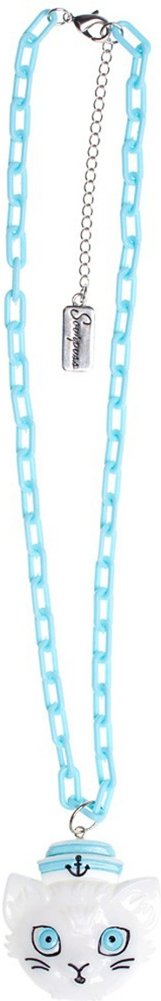 SourpussChunky Nautical Cat Necklace - White & Blue - Clothing