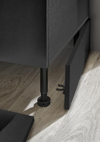 Turin LBM Eckküche 340 x 211 x 60 cm, schwarz - Ohne Küchengeräte - Moderne, geräumige Küche in Artisan-Eiche Optik mit viel Stauraum