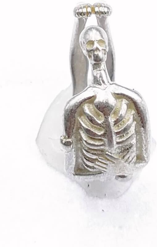 VERAMEAT PLEASANTLY DECEASED Gold Brass & Sterling Silver Adjustable Ring, Gothic, Halloween, Skeleton, Statement Ring