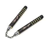 Espuma Goma Seguridad Entrenamiento Nunchakus con Cadena - Negro con / Amarillo Empuñaduras