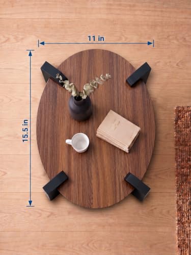 Image of Modern Round Side Table, Home Decor for Living Room, Bed Side Tables for Bed Room, stools for Home, Furniture for Home, 2-Tier White Shelves, 30 x 30 x 40 cm (Oval Brown Top)